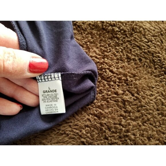 Zenana Viscose Stretch Jersey Short Sleeve Round Neck A Line Dress Navy Sz (L) - Picture 8 of 8